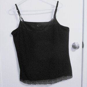 Cest 1946 Womens Black Stretch Negligee Short Lace 22/24 W thin Straps